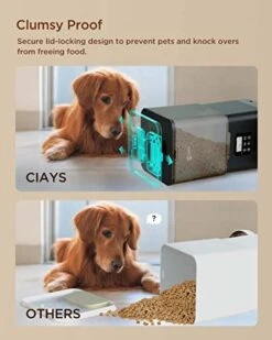 Ciays Automatic Cat Feeders, 5.6L Cat Food Dispenser Up To 20 Portions Control 4 Meals Per Day, Pet Dry Food Dispenser For Small Medium Cats Dogs, Dual Power Supply & Voice Recorder, Black, PAF-A06 -Pet Products Shop 41DhafulbnL