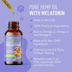Nature's Synergy Melatonin And Hemp Oil For Dogs, Cats & Pets, Calming Sleep Support, Omega Fatty Acids For Hip And Joint Support, Skin And Coat Health, Stress From Travel, Separation, 2 Pack, 1 Oz -Pet Products Shop 41EaNQ3PloL