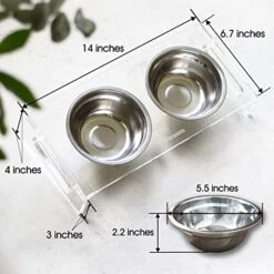Tilted Raised Cat Bowls, Elevated 15° Orthopedic Bowls For Puppy Or Small Dog, 4 Stainless Steel Pet Feeding Food Dishes Set, Durable Acrylic Stand, Easy To Clean, Also Perfect For Travel (Clear) -Pet Products Shop 41EmZbv028L
