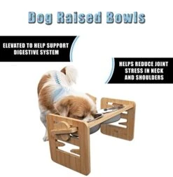 Elevated Dog Bowls With 2 Stainless Steel Dishes For Small Size Dogs & Cats- 6 Adjustable Heights Raised Bamboo Pet Slanted Feeding Stand-Large Food & Water Bowl Set- 15 ° Tilted Feeder For Cat, Puppy -Pet Products Shop 41Ev9PgyxwL