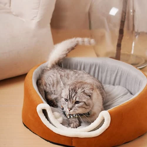 New Winter Deep Sleep Comfort Cat Bed Cats Tent Cozy Cave Capsule Small Dogs Cats House Indoor (Large,Khaki) 4 New Winter Deep Sleep Comfort Cat Bed Cats Tent Cozy Cave Capsule Small Dogs Cats House Indoor (Large,Khaki) - Image 2