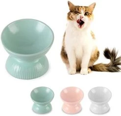 Raised Cat Food Bowls Ceramic - Tilted Elevated Cat Bowls Anti Vomiting - 4.9 In Small Cat Bowl For Dry Wet Food - Stress Free Shallow Cat Feeding Bowls For Whisker Fatigue - Dishwasher Safe - 4oz 16 Raised Cat Food Bowls Ceramic - Tilted Elevated Cat Bowls Anti Vomiting - 4.9 In Small Cat Bowl For Dry Wet Food - Stress Free Shallow Cat Feeding Bowls For Whisker Fatigue - Dishwasher Safe - 4oz -Pet Products Shop 41FOPN Sm9L. AC
