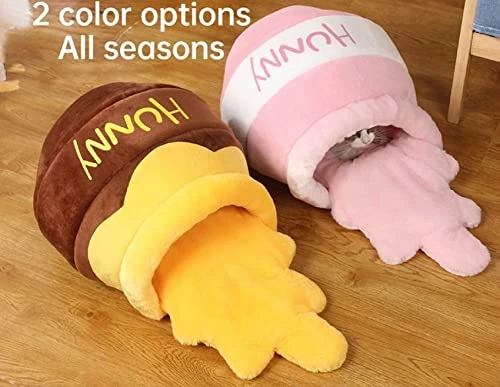 NARCNTON Pet Cat Four Seasons Universal Nest Small Dog Honey Pot With The Same Bed Cute Comfortable Warm Semi-Enclosed Kennel Cat Nest (Pink) 8 NARCNTON Pet Cat Four Seasons Universal Nest Small Dog Honey Pot With The Same Bed Cute Comfortable Warm Semi-Enclosed Kennel Cat Nest (Pink) - Image 6