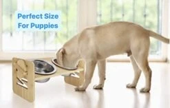 Elevated Dog Bowls With 2 Stainless Steel Dishes For Small Size Dogs & Cats- 6 Adjustable Heights Raised Bamboo Pet Slanted Feeding Stand-Large Food & Water Bowl Set- 15 ° Tilted Feeder For Cat, Puppy -Pet Products Shop 41Hka8m0GIL