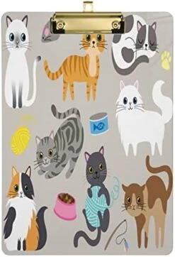 Cute Kitty Cat With Cat Breeds Toys And Food Plastic Clipboard Lovely Cat Kitchen Clipboards Low Profile Clip Boards For Students Office Man Woman Kids Standard A4 Letter Size 12.5x9 Inch Silver -Pet Products Shop 41IMagbFPLL. AC