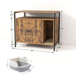 Pshelfy Litter Box Enclosure, Modern Cat Litter Box Furniture Hidden, Wooden Cat Washroom Storage Bench, Hidden Cat Litter Cabinet, For Living Room, Bedroom, Entrance Hallway, Rustic Brown -Pet Products Shop 41IUx2ZTHEL