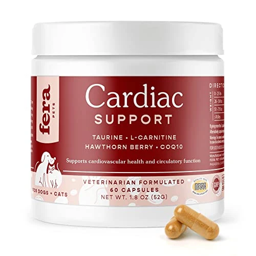 Fera Pets Cardiac Support Supplement For Dogs And Cats, Improves Blood Flow, Energy – With Taurine, CoQ10, Organic Hawthorn Berry, Supports Cardiovascular Heart Health – 60 Capsules 3 Fera Pets Cardiac Support Supplement For Dogs And Cats, Improves Blood Flow, Energy – With Taurine, CoQ10, Organic Hawthorn Berry, Supports Cardiovascular Heart Health – 60 Capsules