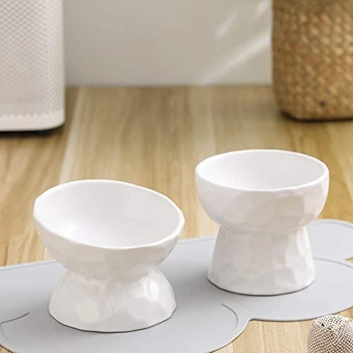 White Ceramic Cat Food And Water Bowl Set ,Cat Food Dish With Stand,Elevated Cat Bowls ,Raised Cat Food Bowls Anti Vomiting,Pet Bowl With Anti Slip Mat,Stress Free For Cats And Small Dogs 6 White Ceramic Cat Food And Water Bowl Set ,Cat Food Dish With Stand,Elevated Cat Bowls ,Raised Cat Food Bowls Anti Vomiting,Pet Bowl With Anti Slip Mat,Stress Free For Cats And Small Dogs - Image 4