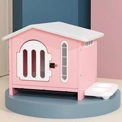 Outdoor Cat House Weatherproof, Outdoor Cat House, Cat Houses For Indoor Cats, Cat House With Door And Food Bowl ( Color : Pink ) -Pet Products Shop 41JUc8AXt4L. AC
