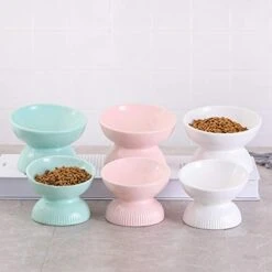 Raised Cat Food Bowls Ceramic - Tilted Elevated Cat Bowls Anti Vomiting - 4.9 In Small Cat Bowl For Dry Wet Food - Stress Free Shallow Cat Feeding Bowls For Whisker Fatigue - Dishwasher Safe - 4oz 14 Raised Cat Food Bowls Ceramic - Tilted Elevated Cat Bowls Anti Vomiting - 4.9 In Small Cat Bowl For Dry Wet Food - Stress Free Shallow Cat Feeding Bowls For Whisker Fatigue - Dishwasher Safe - 4oz -Pet Products Shop 41Jgy3ASDXL
