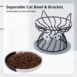 Dorakitten 2Pcs Elevated Cat Bowls With Non-Slip Mat, Protects Cat’s Spine, Anti-Vomiting Raised Cat Food Plates With Cute Cat Ear Stand, Shallow & Wide Ceramic Cat Dishes To Prevent Whisker Fatigue -Pet Products Shop 41JqHGnndHL