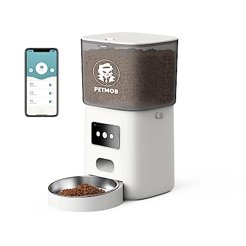 PetMob Automatic WiFi Cat Feeder Single Bowl For Cats And Dogs, App Controlled, 6L Dry Food Dispenser, Timed/Scheduled Meals, Removable Stainless Steel Bowl, Dual Power, Voice Recording (Single Bowl) 3 PetMob Automatic WiFi Cat Feeder Single Bowl For Cats And Dogs, App Controlled, 6L Dry Food Dispenser, Timed/Scheduled Meals, Removable Stainless Steel Bowl, Dual Power, Voice Recording (Single Bowl)