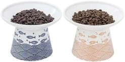 6.25 Inch Extra Wide Ceramic Raised Cat Food Bowls, Elevated Porcelain Cat Feeding Dish, Heavy Pet Feeder Bowl For Elder Big Cats,Small Dogs, Anti Vomiting, Protect Pet's Spine, 2 Pack(Blue&Orange) -Pet Products Shop 41KangA4bcL. AC