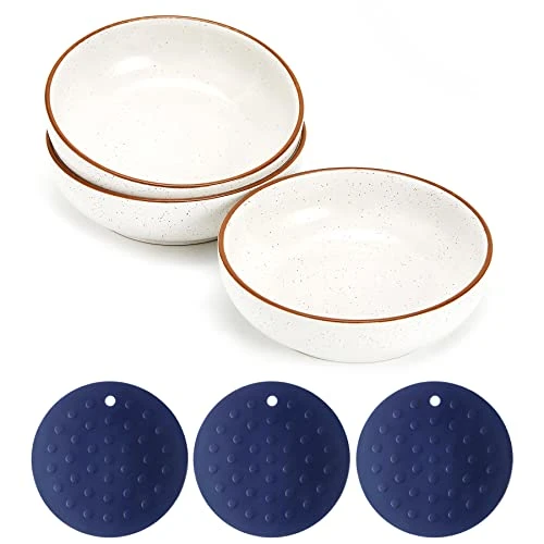 Howise 6inch Ceramic Cat Bowls With Non-Slip Mat | 3 Cat Dishes For Food And Water Set | Wide Shallow Cat Bowl Relief Whisker Fatigue | Cat Food Bowl Pet Kitten Bowl, White Cat Dish 3 Howise 6inch Ceramic Cat Bowls With Non-Slip Mat | 3 Cat Dishes For Food And Water Set | Wide Shallow Cat Bowl Relief Whisker Fatigue | Cat Food Bowl Pet Kitten Bowl, White Cat Dish