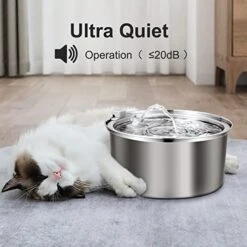 Petilog Automatic Stainless Steel Cat Water Fountain For Multi Pet Households, 3.2L/108oz , Large Capacity Dog Water Dispenser With Ultra Quiet Pump -Pet Products Shop 41L5gg8ch9L