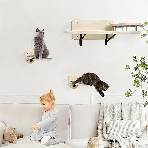 Cat Wall Shelves With 2 Steps,Cat Wall Mounted Shelves And Perches Set,Cat Wall Furniture With 2 Cat Bowls For Indoor Cats,Cat Climbing Shelf Hammock With Climbing Shelf Perches Plush Covered 6 Cat Wall Shelves With 2 Steps,Cat Wall Mounted Shelves And Perches Set,Cat Wall Furniture With 2 Cat Bowls For Indoor Cats,Cat Climbing Shelf Hammock With Climbing Shelf Perches Plush Covered - Image 4