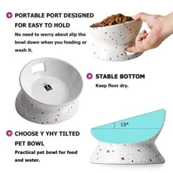 Y YHY Elevated Cat Bowls Anti-Vomiting, Tilted Raised Cat Bowl, Ceramic Cat Bowls For Flat Faced Cats, Small Dogs, Protect Pets Spine, Dishwasher And Microwave Safe -Pet Products Shop 41MHmX7SLsL