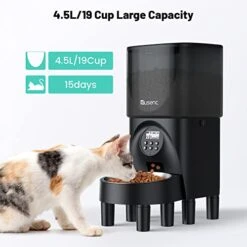 Automatic Cat Feeders, Cat Food Dispenser With Desiccant Bag, 19 Cup Automatic Dog Feeder With Stainless Steel Bowl & Heightening Feet, Easy Set Up To 20 Portions 4 Meals Per Day & 10s Voice Recorder -Pet Products Shop 41MTWDIcDtL