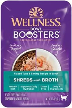 Wellness Bowl Boosters Wet Cat Food Topper, Flaked Salmon & Tuna In Broth, 1.75 Ounce (Pack Of 12) -Pet Products Shop 41MnmJN6DL. AC