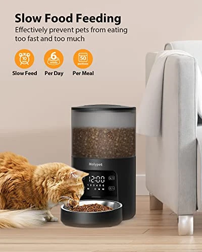 Molypet Automatic Cat Feeders With Timer - 4L Cat Food Dispenser Of 6 Meals With 10S Voice Recorder And Desiccant Bag, Support Dual Power For Cats And Dogs 3 Molypet Automatic Cat Feeders With Timer - 4L Cat Food Dispenser Of 6 Meals With 10S Voice Recorder And Desiccant Bag, Support Dual Power For Cats And Dogs