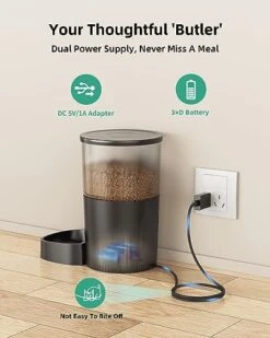 IMIPAW Automatic Cat Food Dispenser, WiFi Cat Feeder With APP Control For Pet Dry Food, Timed Pet Feeder Programmable With 10s Meal Call, Dual Power Supply, Slow Feeder For Cats & Small Dogs, Black -Pet Products Shop 41OxeDZEJUL