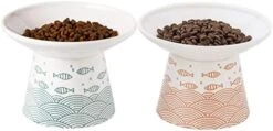 6.25 Inch Extra Wide Ceramic Raised Cat Food Bowls, Elevated Porcelain Cat Feeding Dish, Heavy Pet Feeder Bowl For Elder Big Cats,Small Dogs, Anti Vomiting, Protect Pet's Spine, 2 Pack(Blue&Orange) -Pet Products Shop 41QNubb4IiL. AC
