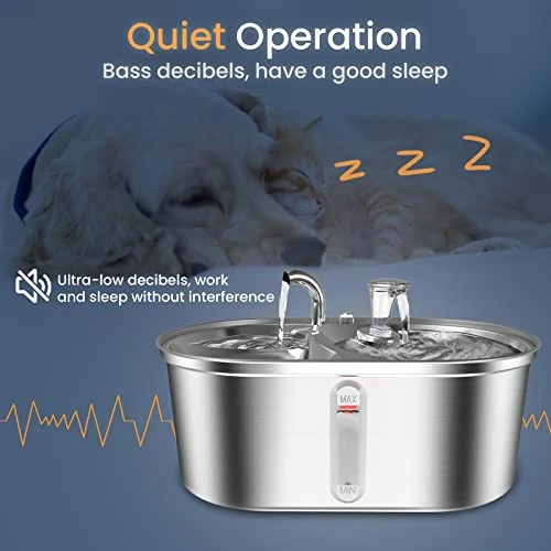 KPWACD Cat Water Fountain, 3.0L/102oz Stainless Steel Pet Water Fountains Dog Dispenser, 2-in-1 Ultra-Silent Cat Drinking And Food Fountains Suitable For Small, Medium And Large Pets 4 KPWACD Cat Water Fountain, 3.0L/102oz Stainless Steel Pet Water Fountains Dog Dispenser, 2-in-1 Ultra-Silent Cat Drinking And Food Fountains Suitable For Small, Medium And Large Pets - Image 2