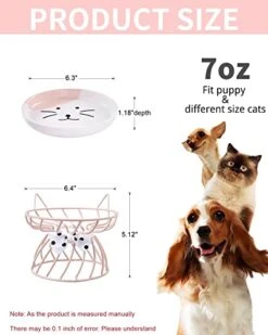 Raised Pet Food And Water Bowl, Cat And Small Dog Bowl, Tilted Ceramic Cat Water Bowl No Spill,15oz, Dishwasher Safe