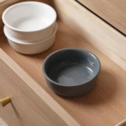 GDCZ Porcelain Raised Cat Or Small Dog Bowls With Heighten Metal Stand And Non-Slip Bottom For Pet Food And Water Dishes, 15 Ounces (Grey) -Pet Products Shop 41SEahoZdCL