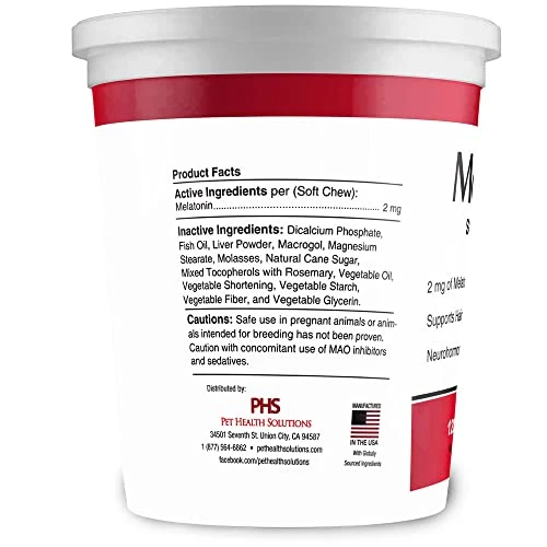 Mela-Vet Melatonin Soft Chews For Dogs And Cats - Helps Reduce Stress And Tension - Veterinarian Approved Anti-Shedding Supplements And Antioxidants (120 Count) 4 Mela-Vet Melatonin Soft Chews For Dogs And Cats - Helps Reduce Stress And Tension - Veterinarian Approved Anti-Shedding Supplements And Antioxidants (120 Count) - Image 2