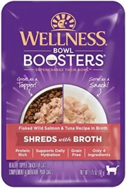 Wellness Bowl Boosters Wet Cat Food Topper, Flaked Salmon & Tuna In Broth, 1.75 Ounce (Pack Of 12) -Pet Products Shop 41ShHN iKXL. AC