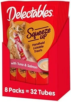 Hartz Delectables Squeeze Up Interactive Lickable Wet Cat Treats For Adult & Senior Cats, Tuna & Salmon, 4 Count(Pack Of 8) -Pet Products Shop 41UCLIO2ImL. AC
