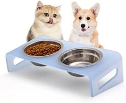 Tilted Raised Cat Bowls, Elevated 15° Orthopedic Bowls For Puppy Or Small Dog, 4 Stainless Steel Pet Feeding Food Dishes Set, Durable Acrylic Stand, Easy To Clean, Also Perfect For Travel (Clear) -Pet Products Shop 41UZ KAyQML. AC