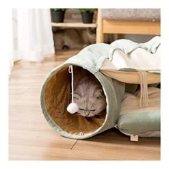 YangYan Cat Bed Tunnel Collapsible Removeable Cat Tunnel Tube Pet Interactive Play Toys With Plush Balls For Cat Puppy (Color : Gold) -Pet Products Shop 41UoaE1HO0L