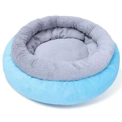SONGBIRDTH Cat Round Litter Pad Small Dog Winter Sleeping Mat Anti-Slip Cattery Pet Supply,Breathable Cotton Blend,Removable Easy To Clean Sky Blue S