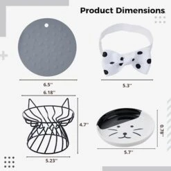 Dorakitten 2Pcs Elevated Cat Bowls With Non-Slip Mat, Protects Cat’s Spine, Anti-Vomiting Raised Cat Food Plates With Cute Cat Ear Stand, Shallow & Wide Ceramic Cat Dishes To Prevent Whisker Fatigue -Pet Products Shop 41V8yyRq6rL