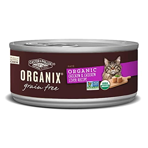Castor & Pollux Organix Grain Free Organic Chicken & Chicken Liver Recipe All Life Stages Canned Cat Food (24) 3oz Cans 3 Castor & Pollux Organix Grain Free Organic Chicken & Chicken Liver Recipe All Life Stages Canned Cat Food (24) 3oz Cans