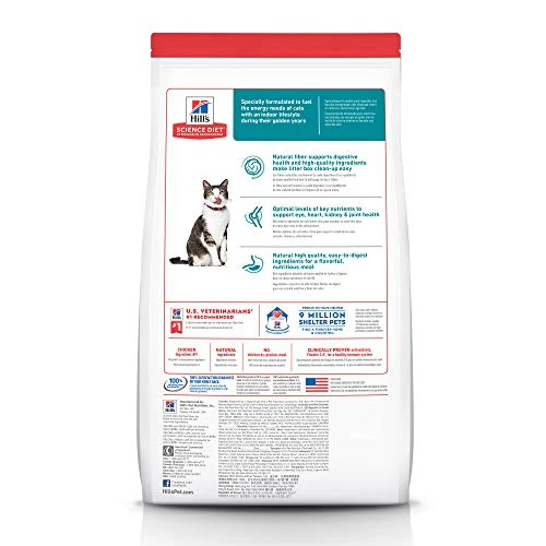 Hill's Science Diet Dry Cat Food, Adult 11+, Indoor, Chicken Recipe, 7 Lb. Bag 4 Hill's Science Diet Dry Cat Food, Adult 11+, Indoor, Chicken Recipe, 7 Lb. Bag - Image 2