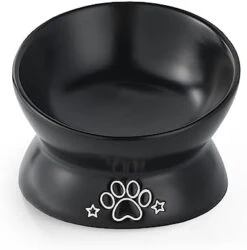 LoeJan Elevated Cat Food Bowl, 5 Oz Ceramic Raised And Tilted Pet Water Bowl, Anti Vomiting And Protect Pets' Spines Cat Dishes For Small Dog, Fat Faced Cat, Kitten (White) -Pet Products Shop 41VVOlu9UrL. AC