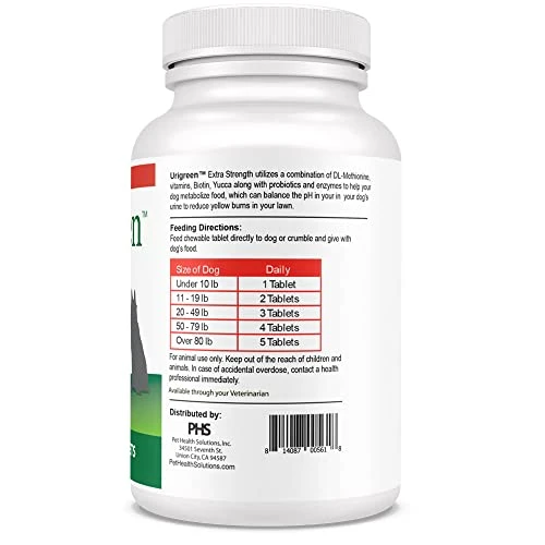 Urigreen Extra Strength Anti-Lawn Burn - DL-Methionine, Vitamins, Biotin, Yucca, And Probiotics - Metabolism Supplement For Dogs - 250 Tablets 4 Urigreen Extra Strength Anti-Lawn Burn - DL-Methionine, Vitamins, Biotin, Yucca, And Probiotics - Metabolism Supplement For Dogs - 250 Tablets - Image 2