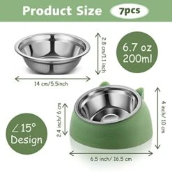 Sanwuta 7 Pcs Cat Food Bowl Stainless Steel Tilted Feeding For Little Cat Raised 15° Elevated Pet Dish For Kitten Puppy Neck Protection Anti Vomit Non Skid And Non Spill Easier To Reach Food, 7 Color -Pet Products Shop 41WE15WgZSL
