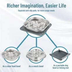 Slow Feeder Dog Bowls, Nayelf Dog Slow Feeder Bowl Stainless Steel, Dog Bowl Slow Feeder With Non-Slip Licking Mat Slow Feeder Dog Bowls Snack Bowl Dog Slow Food Feeding Slow Eating Healthy -Pet Products Shop 41WIRgOyTrL