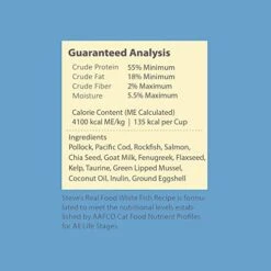 Steve's Real Food Quest Super Premium Freeze Dried Raw Cat Food, White Fish Recipe, 10oz, Prey Model Diet, Wild Caught & Sustainably Raised, Made In The USA -Pet Products Shop 41WYtbErjGL