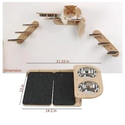 Cat Feeder Wall Mounted, Natural Bamboo Wood Suspension Cat Bowl, Cat Feeder Shelf With Two Bowls, Cat Climbing Shelves With Mat, Blocking Dog Stealing Cat Food, Cat Furniture For Indoor Cat 15 Cat Feeder Wall Mounted, Natural Bamboo Wood Suspension Cat Bowl, Cat Feeder Shelf With Two Bowls, Cat Climbing Shelves With Mat, Blocking Dog Stealing Cat Food, Cat Furniture For Indoor Cat -Pet Products Shop 41XJ7Y71PHL