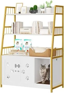 Recaceik Large Cat Litter Box Enclosure With Shelf Storage, Hidden Cat Washroom Furniture, Wooden Cat House With Scratch Pad, Sturdy Indoor Cat Cabinet With 2 Doors, Black -Pet Products Shop 41XVaKZSArL. AC