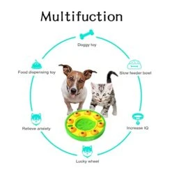 GENERIC Dog Cat Puzzle Toys, Cat Kitten Brain Toys Mentally Stimulation Toys Puzzle Feeder, Interactive Dog Cat Toys, Treat Dispenser Chew Toy Games, Dispensing Bowl Gifts For Puppy (Green And Yellow)