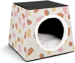 Indoor Cat House Cat Bed Cat Sofa Printed Cat Cube With Small Pillow For Kitty Small Dogs Food Chicken Glove -Pet Products Shop 41XuT4G8rAL. AC