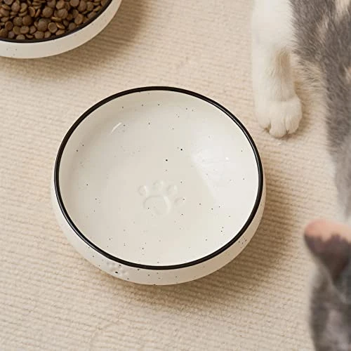 MIKIGEY Ceramic Cat Food Water Bowl Set, 6.3 Inches Wide Shallow Cat Dish, Whisker-Friendly Pet Cat Bowl, Basic Cat Bowl, Black And White Pet Bowl, Pack Of 2 4 MIKIGEY Ceramic Cat Food Water Bowl Set, 6.3 Inches Wide Shallow Cat Dish, Whisker-Friendly Pet Cat Bowl, Basic Cat Bowl, Black And White Pet Bowl, Pack Of 2 - Image 2