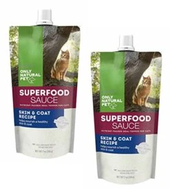 Only Natural Pet Superfood Sauce - Skin & Coat Recipe - Nutrient Packed Meal Topper For Cats - 7 Oz (2 Pack (Two 7oz Pouches))