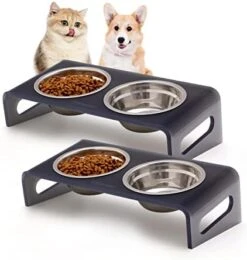 Tilted Raised Cat Bowls, Elevated 15° Orthopedic Bowls For Puppy Or Small Dog, 4 Stainless Steel Pet Feeding Food Dishes Set, Durable Acrylic Stand, Easy To Clean, Also Perfect For Travel (Clear) -Pet Products Shop 41YUgBsX50L. AC
